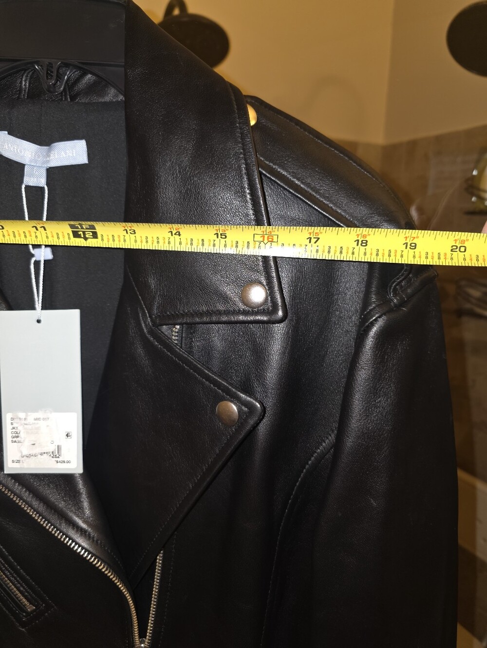 ANTONIO MELANI Black Genuine Leather Asymmetric Biker Jacket - Picture 10 of 11